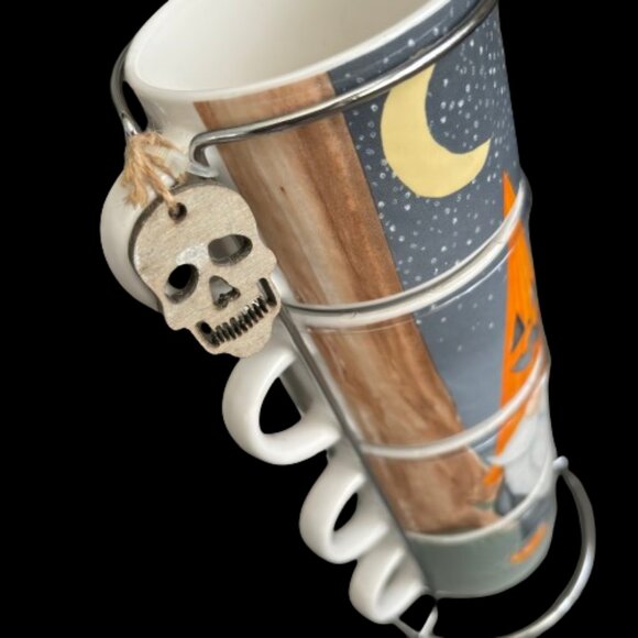 Halloween Fall Pumpkin Gnome Stackable Coffee Cups w/ Holder - Picture 5 of 7